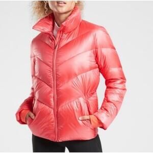 Athleta Down Puffer Jacket Coral Sz Xs Excellent
